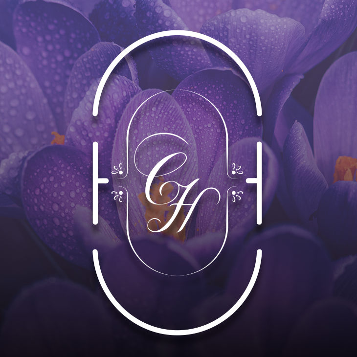 Illustration ovale inspirée du logo du site valorisant les initiales C et H pour représenter la section logographie des prestations de services