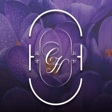 Illustration ovale inspirée du logo du site valorisant les initiales C et H pour représenter la section logographie des prestations de services